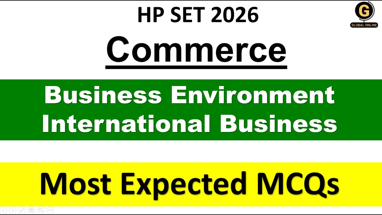 Most Expected MCQs on Business Environemnt & International business   for  HP SET 2026| Commerce|