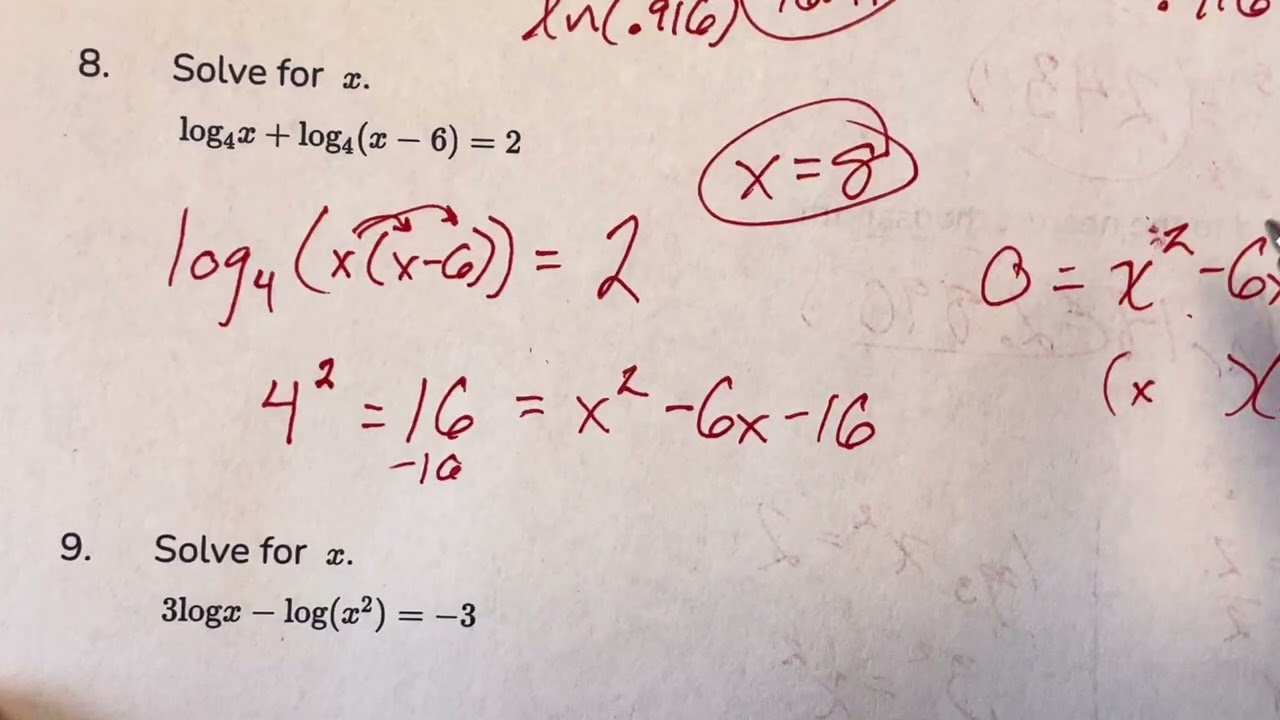 PCH U3 L7 Math Medic - Solving Logarithmic Equations