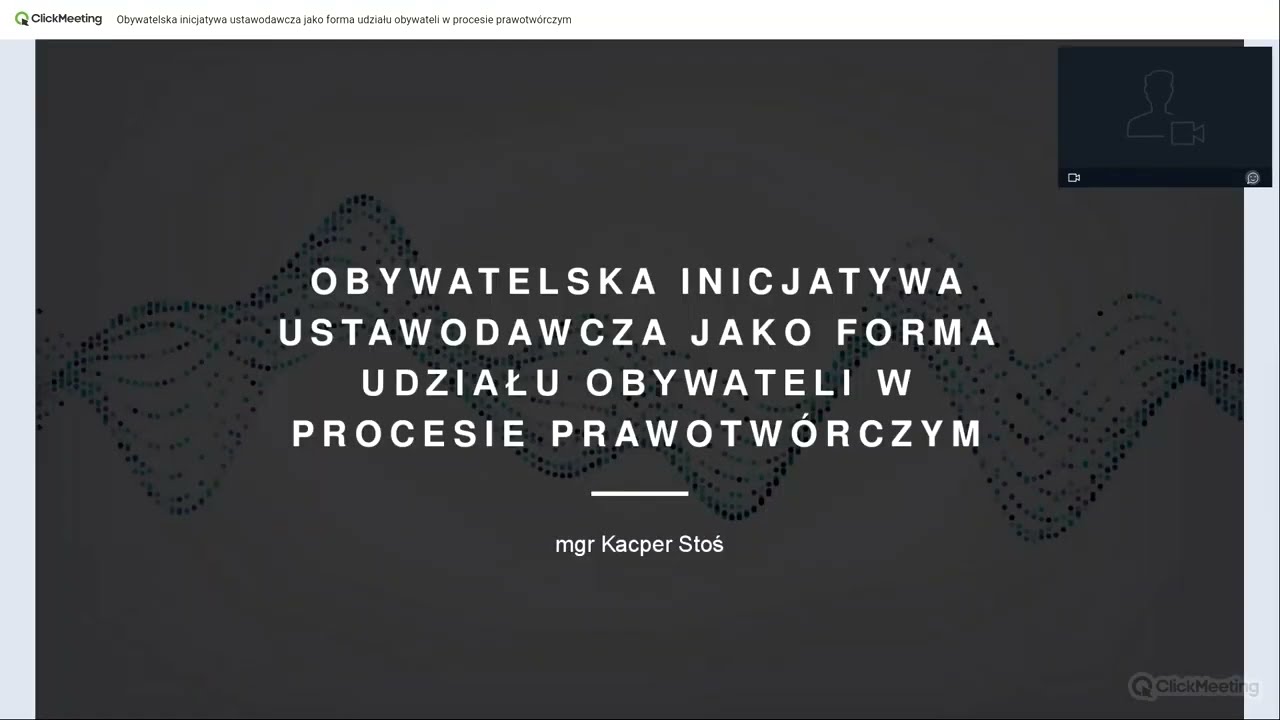 mgr Kacper Stoś - Obywatelska inicjatywa ustawodawcza cz. 1