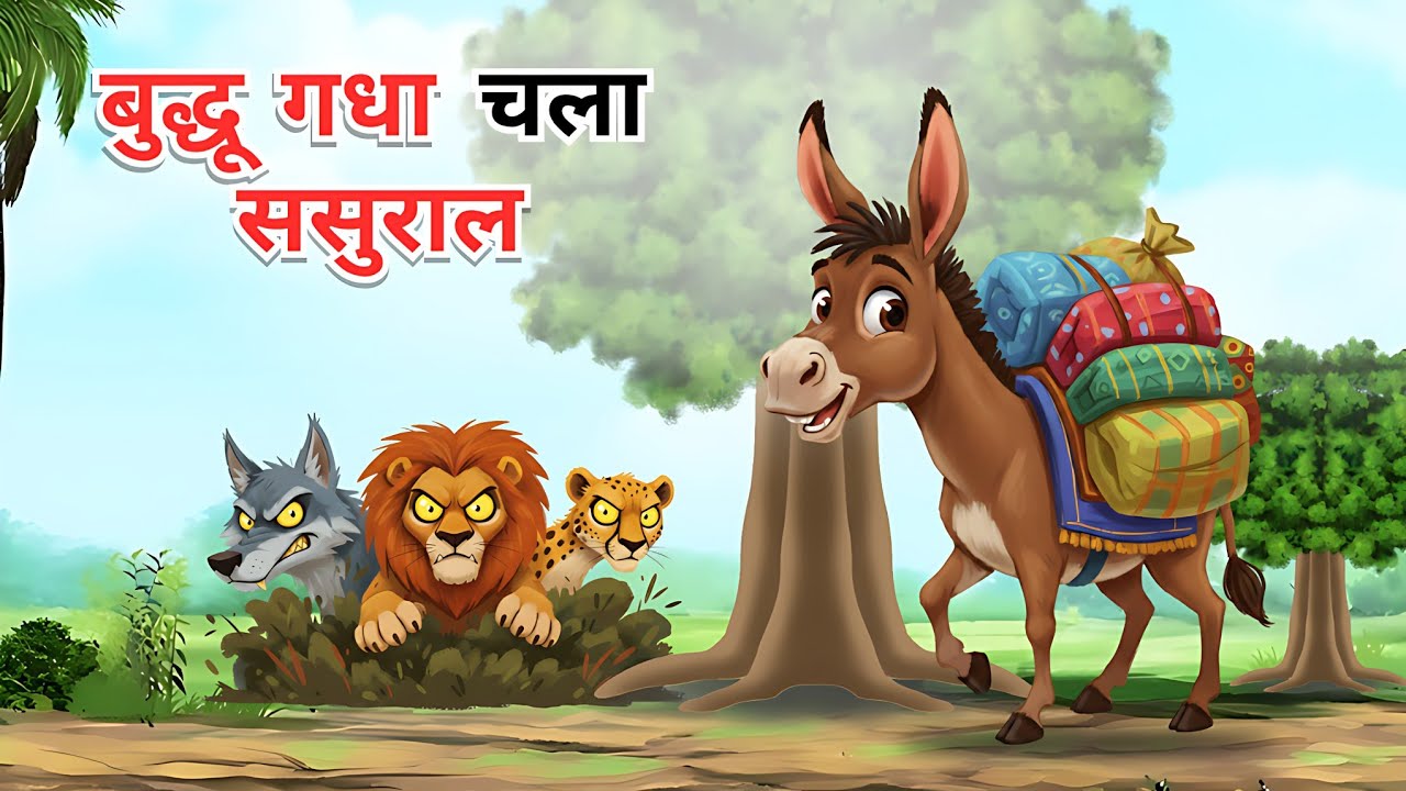 बुद्धू गधा और तीन दुष्ट शिकारी | panchtantra ki kahani | Hindi kahani | kahani @zoozootoons-121 