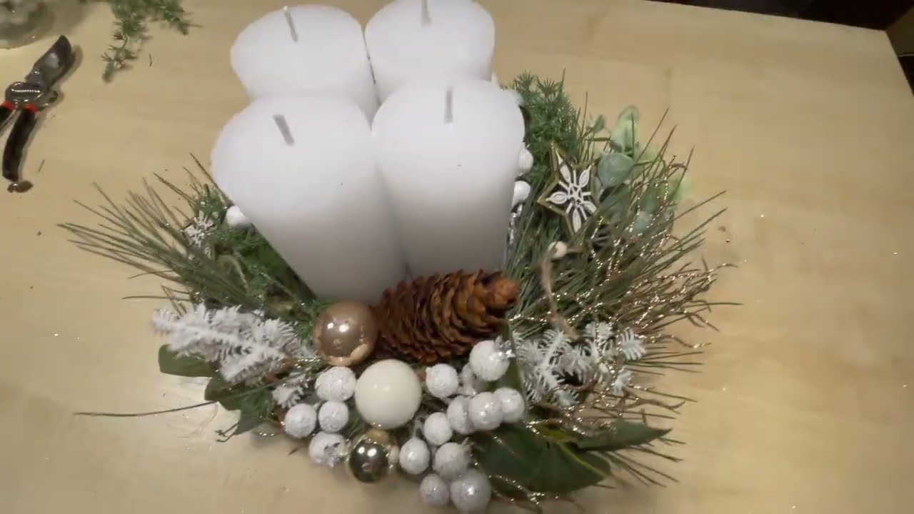 ADVENTNÍ VĚNEC 2023 Bílobéžový 🕯️💫DIY/Postup💫🕯️