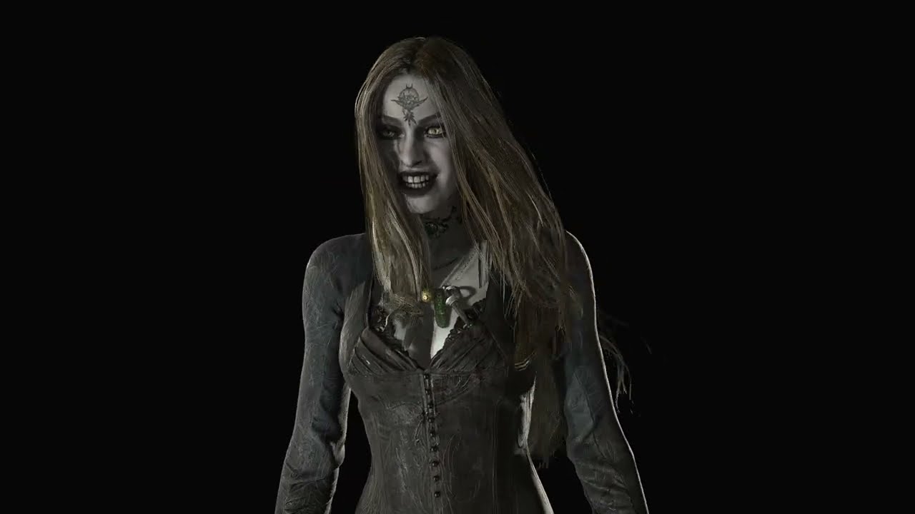 Daniela Dimitrescu Black Dress With Clean Face And Blonde Long Hairs Model Viewer Resident Evil 8