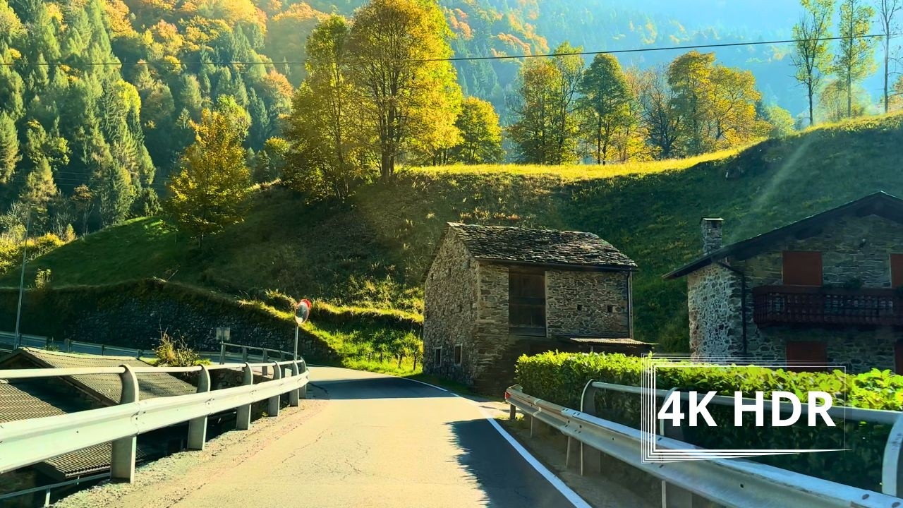 Ascending the Alps: Morbegno to Pescegallo (4K HDR) | Pure Engine Sound & Sunny Autumn Views