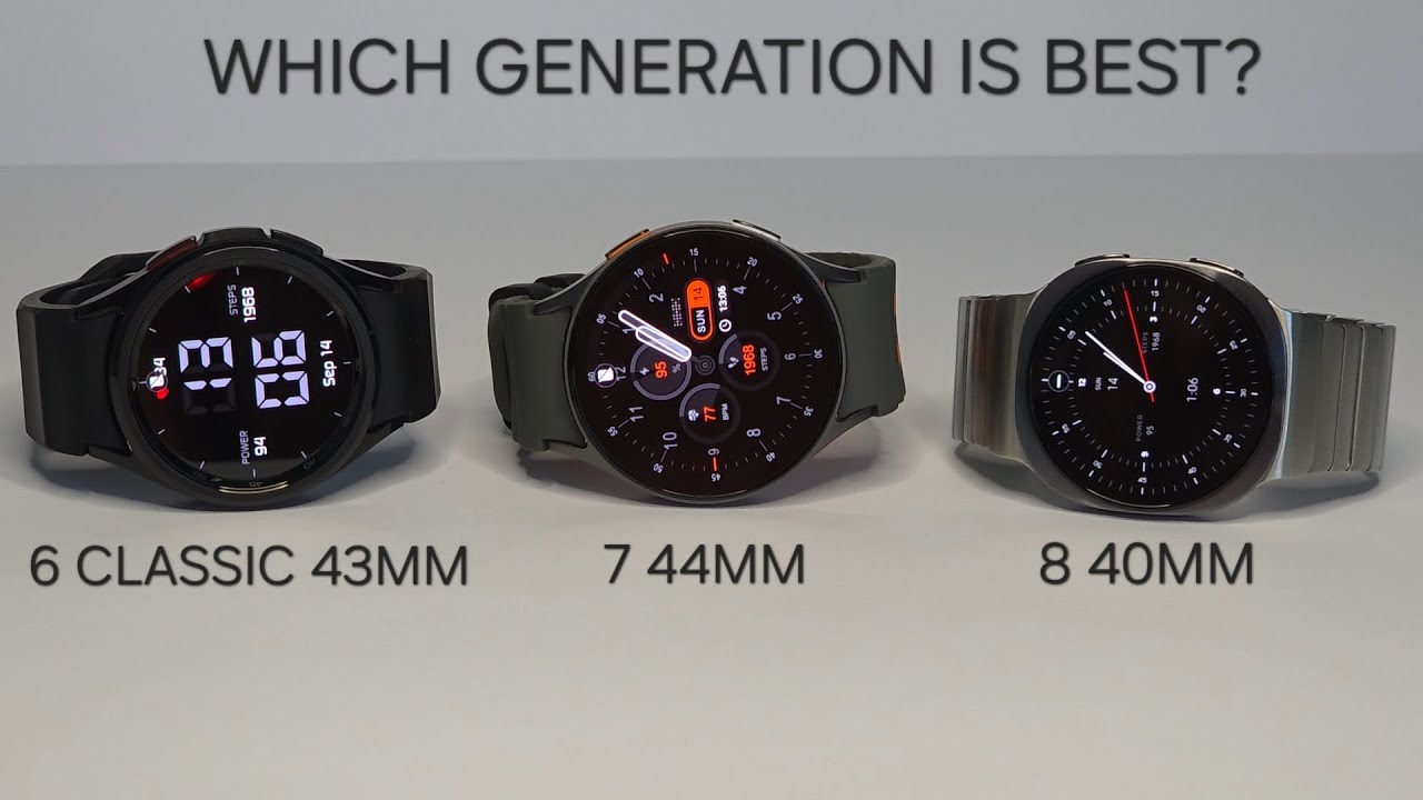 Galaxy Watch Visual Comparison: Watch 6 Classic 43mm vs Watch 7 44mm vs Watch 8 40mm