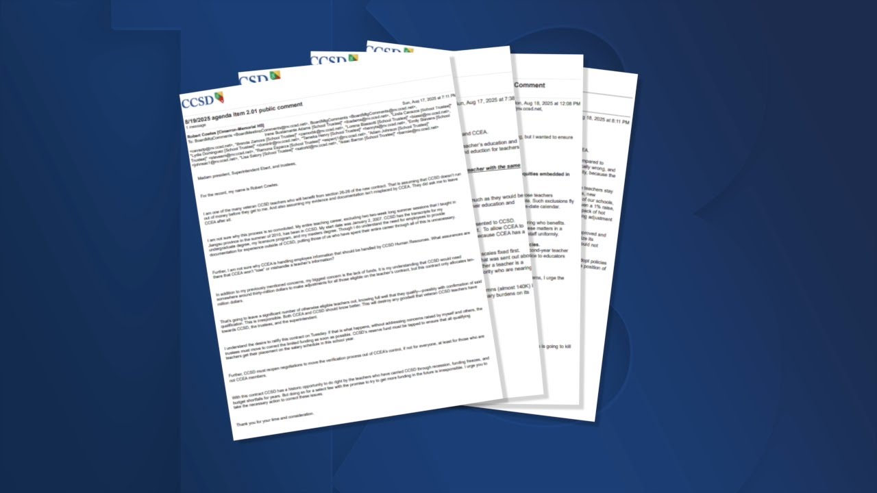 Discussion over new CCSD teacher contracts underway at Board meeting