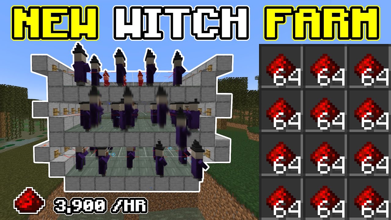 New Best Easy WITCH FARM Minecraft 1.21.10 - 3,900 Redstone per Hour - Redstone Farm Tutorial
