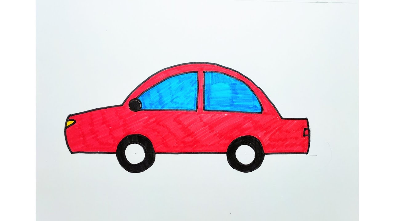 Ek red car drawing kaise lagi 