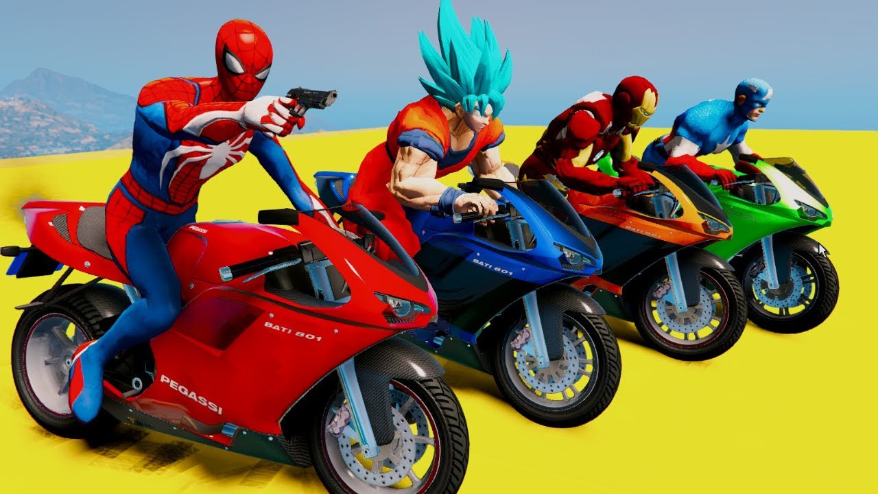 GTA V Streaming - SPIDER MAN Takes on Spiral Bridge Stunt Ride on Motorcycle