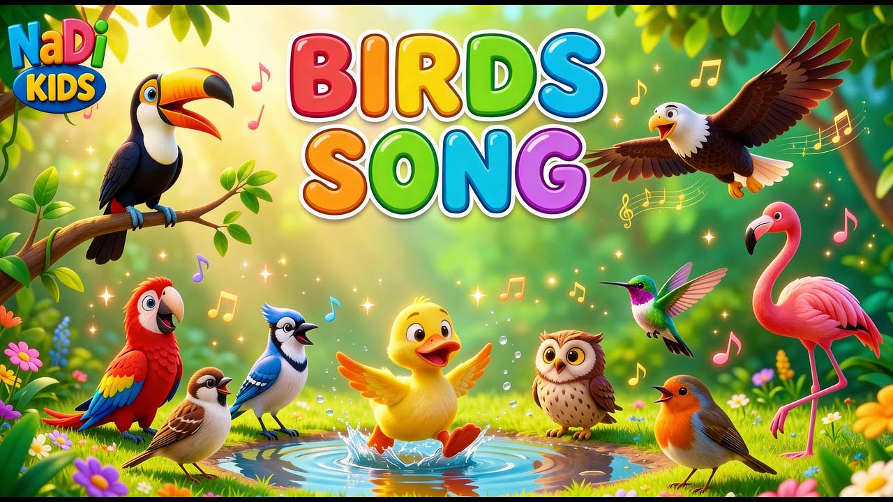 Birds Song for Kids | Learn Bird Names & Sounds in English | Fun Nursery Rhyme for Children