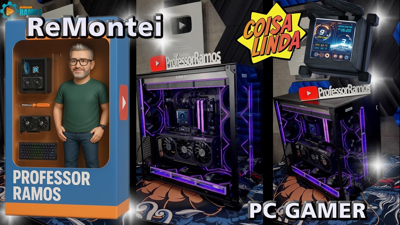 ReMontei um PC GAMER no Gabinete Lian Li O11 Vision Compact com o Water Cooler Hydroshift  360mm