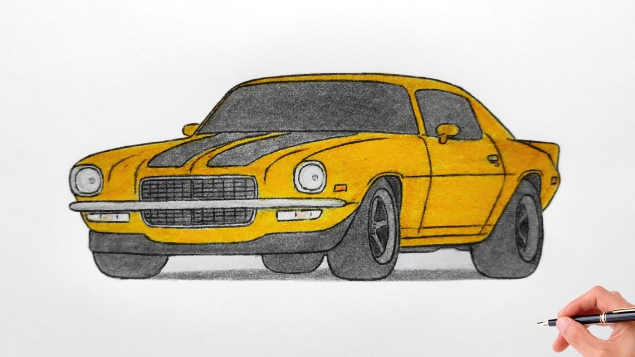 How to draw a CHEVROLET CAMARO Z28 1970 / drawing car / coloring chevy camaro rs 1973 muscle car