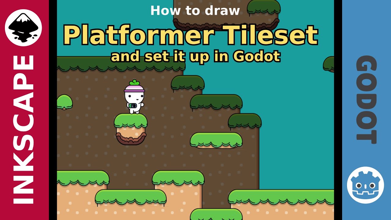 Inkscape / Godot Tutorial: How to draw a platformer tileset [Subtitled]