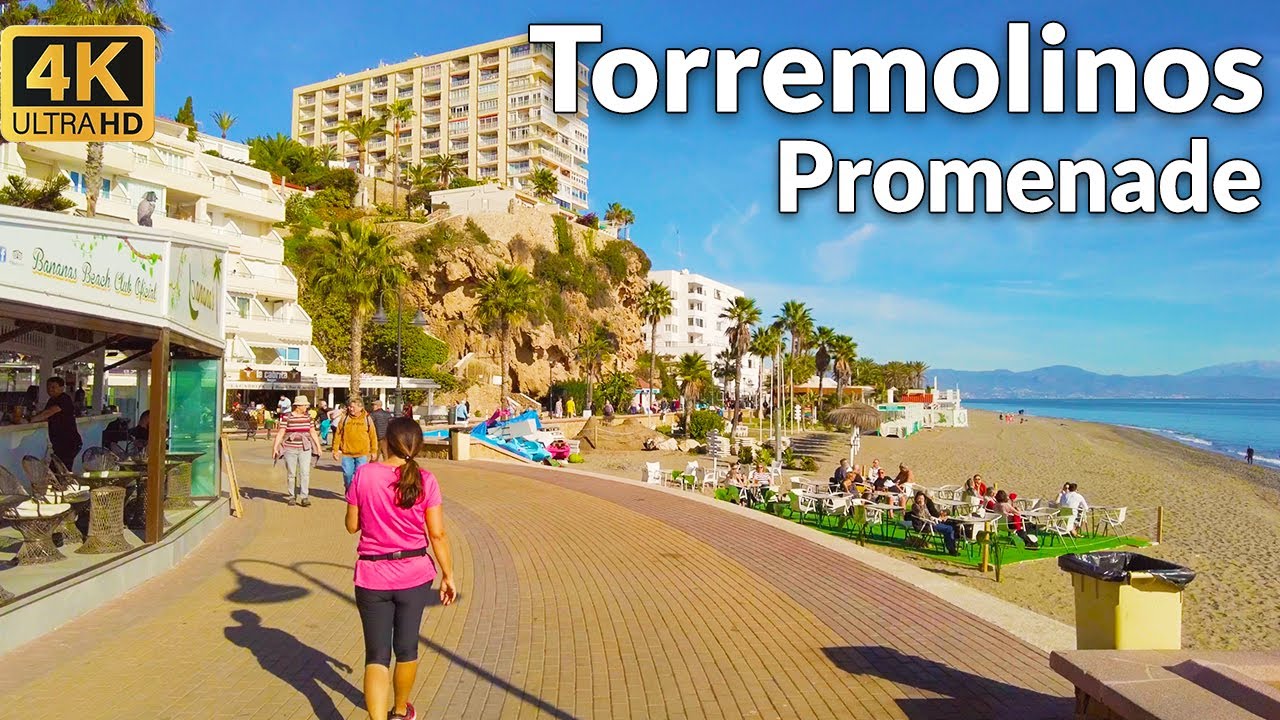 Walking Around Torremolinos Promenade, Malaga, in January 2023 (Ultra HD, 60fps)