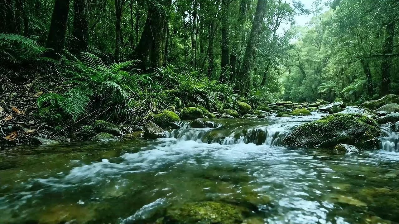 Calming Forest Ambience 🌿 Beautiful Stream Sounds, River Flow Bird Singing for Realese Stress, Worry