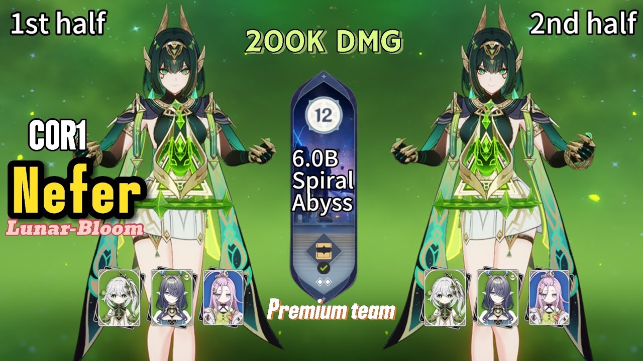 How broken C0R1 Nefer?! - Nefer premium team destroyed 6.0B spiral abyss | #genshinimpact 