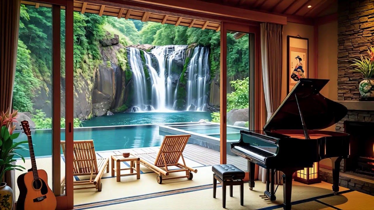 ☕ Kyushu Waterfall Jazz Music Coffee Lounge | 3+ Hours of Relaxing Music  九州の滝 Vol.53