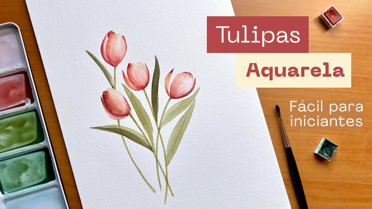 AQUARELA Tulipas fáceis para iniciantes