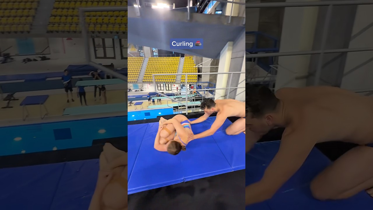 Winter Olympics in the Pool 😅🥌 Which sport was the best? #bravegang #olympics