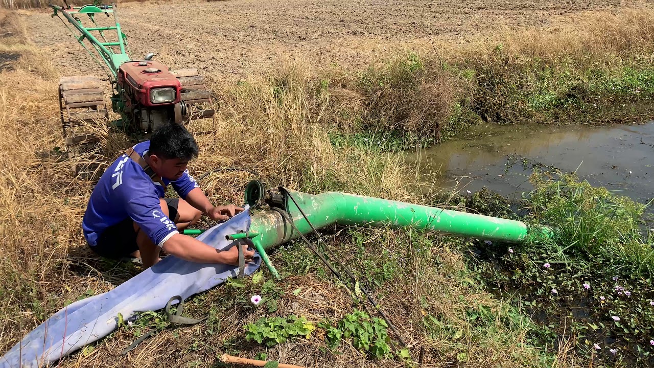 ตั้งเครื่องสูบน้ำ (จับปลา) ด้วยkubota Et95 กับท่อหน้า8 Install a water pump