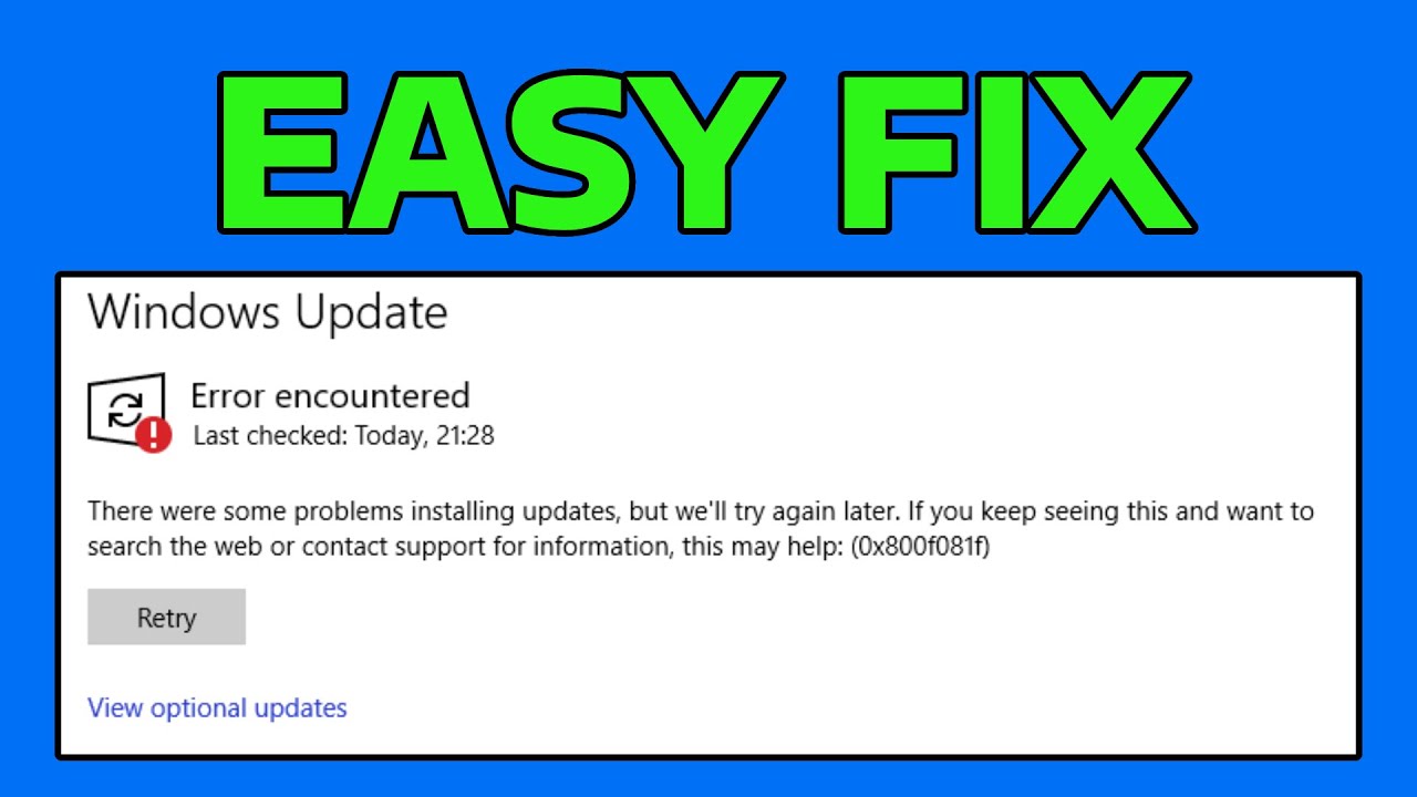 How To Fix Windows Update Error 0x800f081f