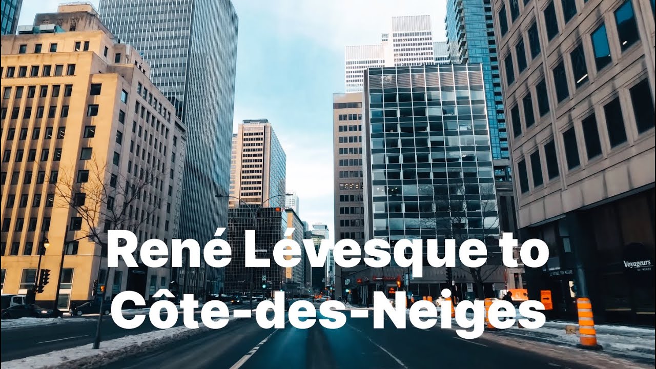 Driving in Montreal: Early morning drive from René Levesque to Côte-des-Neiges. [4K]