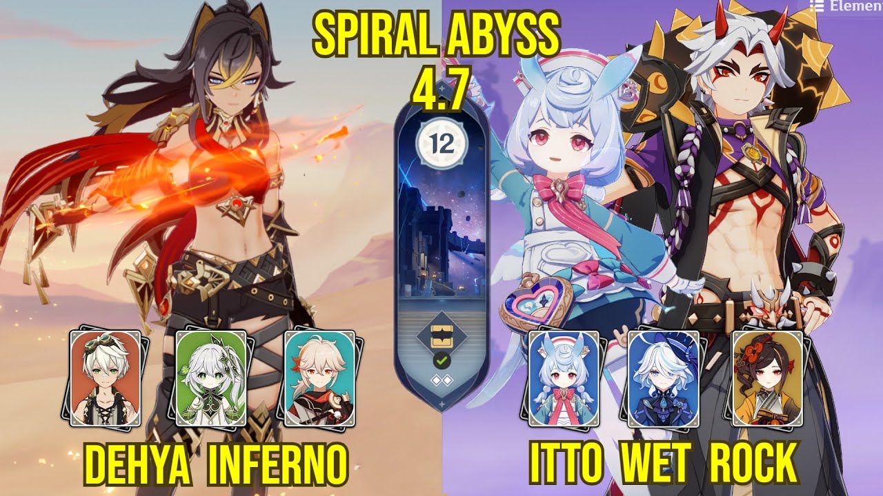 C1 Dehya Inferno & C1 Itto Wet Rock | Spiral Abyss Version 4.7 | Genshin