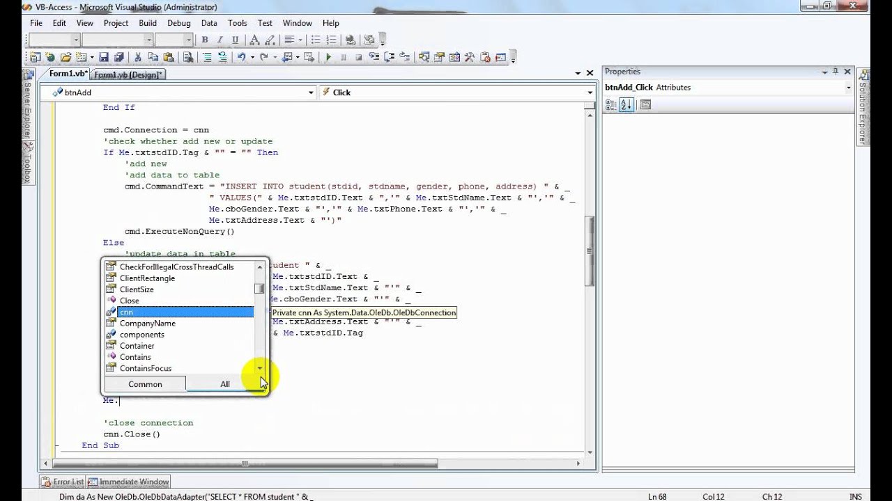 INSERT, DELETE, UPDATE AND SELECT Data in MS-Access with VB 2008 Part 2