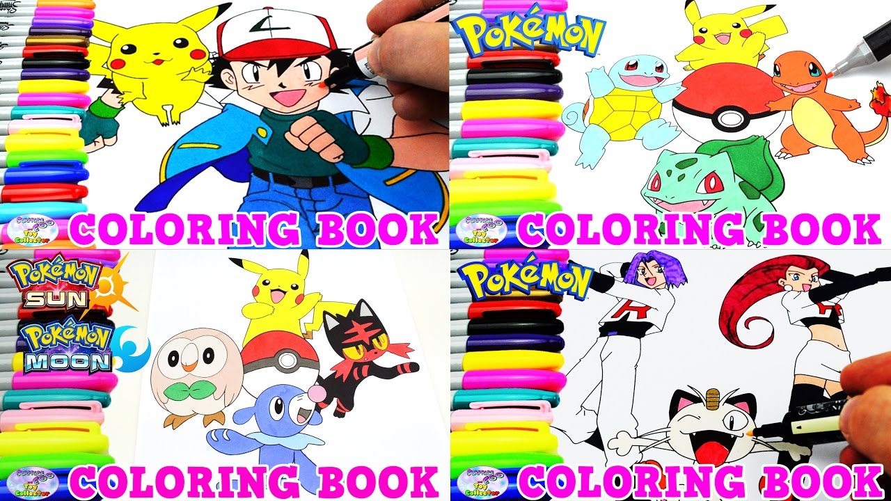 Pokemon Coloring Book Pikachu Ash Team Rocket Sun Moon Episode Surprise Egg and Toy Collector SETC