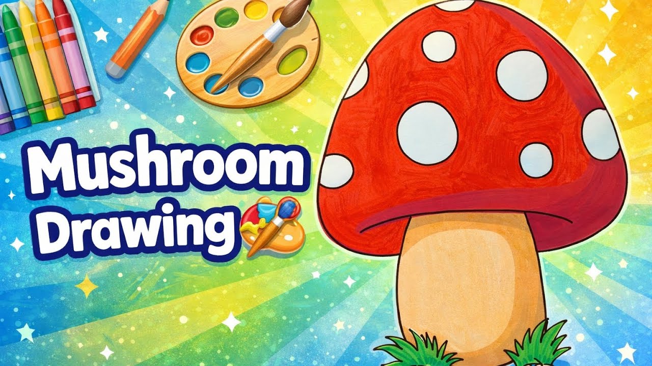 How to draw cute mushroom drawing // easy mushroom drawing // step by step mushroom drawing easy ||