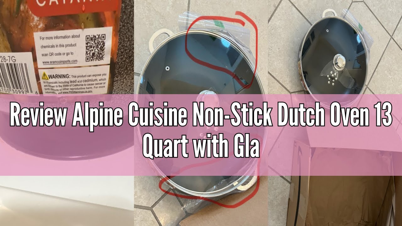 Review Alpine Cuisine Non-Stick Dutch Oven 13 Quart with Glass Lid | Multi-Purpose Aluminum Caldero