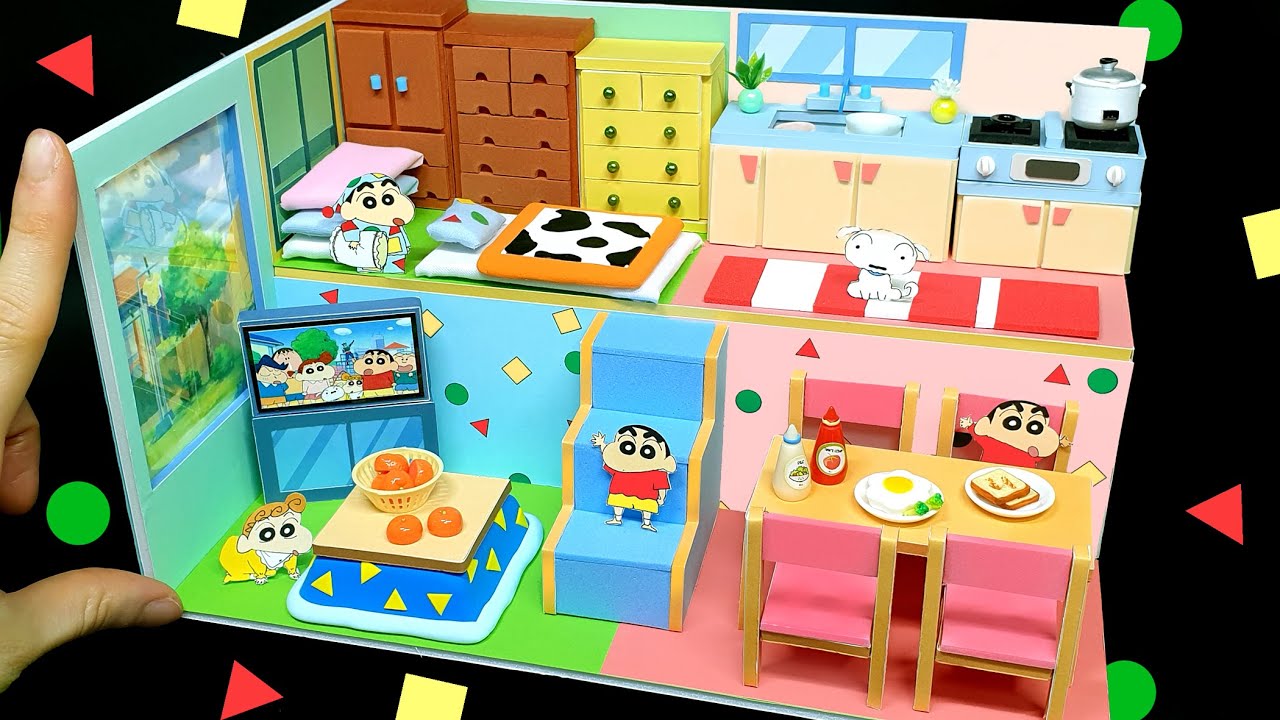 DIY Miniature Board House # Crayon shinchan - Build Amazing Crayon shinchan Board house ｜ 짱구네집 만들기