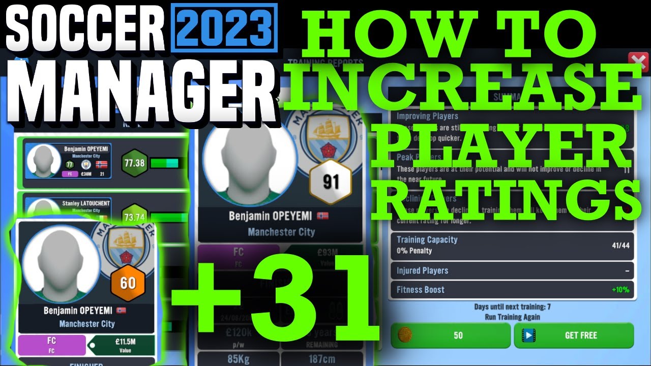 HOW TO INCREASE PLAYER RATINGS ON SOCCER MANAGER 2023 | SM23 |  INCREASE PLAYER GROWTH .