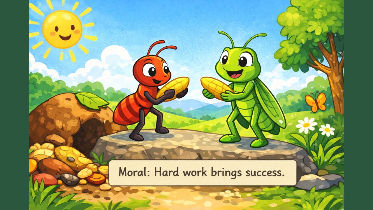 The Ant and The Grasshopper | English Story Time | @EEstudytime