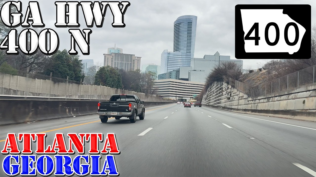 GA 400 North - Downtown Atlanta to Alpharetta - Georgia - 4K Highway Drive