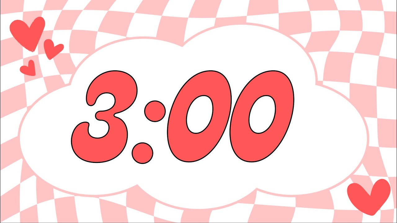 3 Minute Valentine's Day Checkerboard Heart Timer (Fun Synth Alarm at End, No Music)