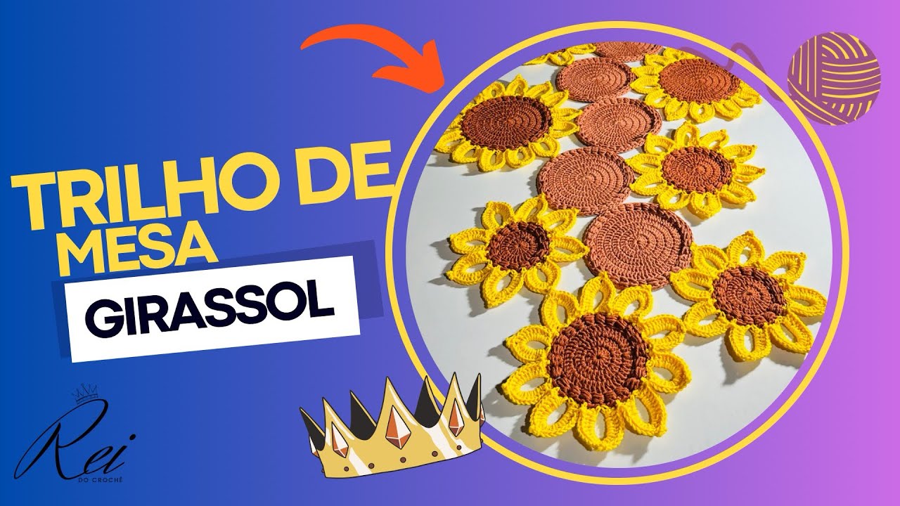 Trilho de Mesa Girassol em Crochê (passo a passo)