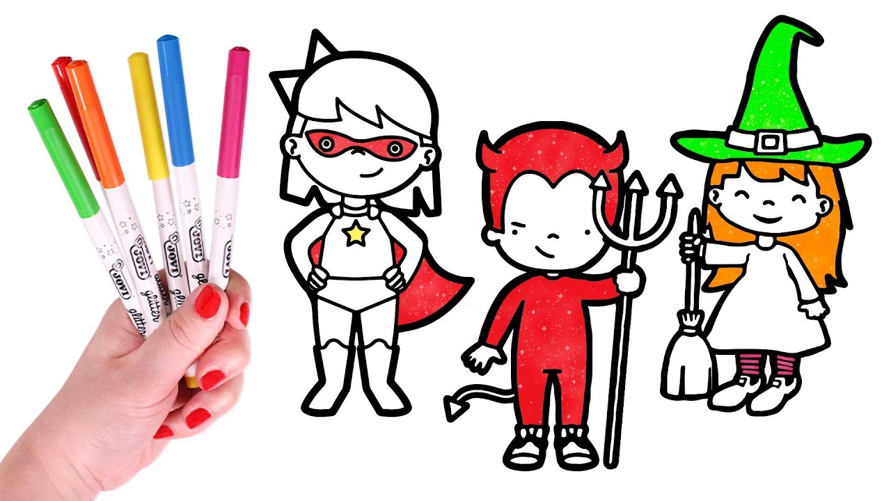 Colorea DISFRACES con rotuladores GLITTER de JOVI 🎭 Dibujos para niños
