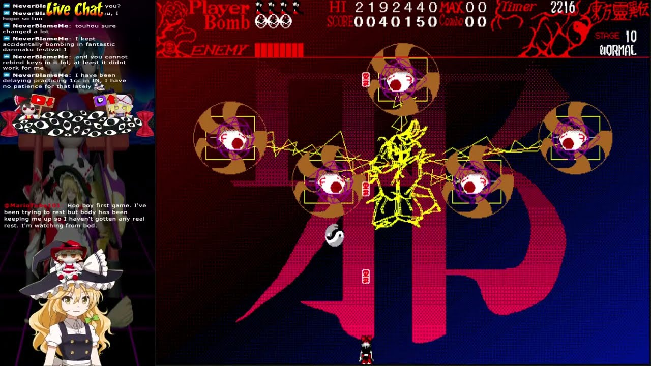 Touhou games stream 17. (Touhou 1, Touhou 4 extra grind, and maybe others)