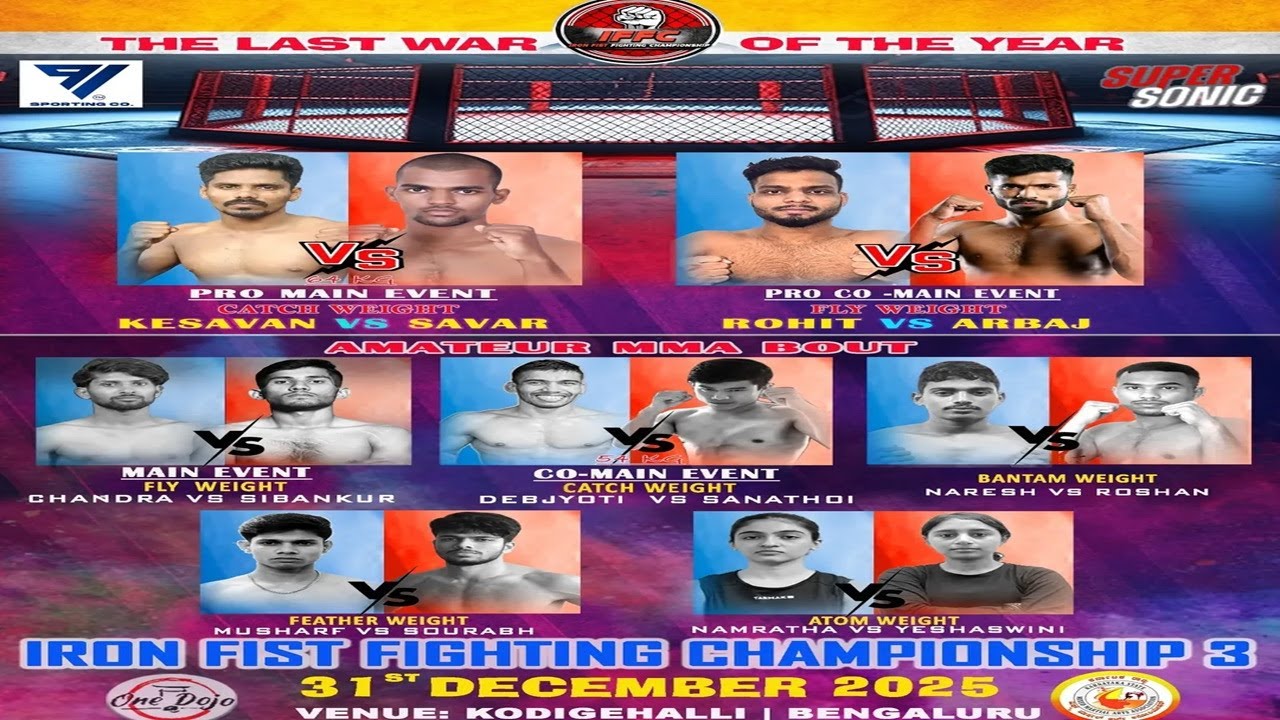 LIVE | Iron Fist Fighting Championship 3 | Kerala vs Maharashra MMA Main Event | Bangalore | India