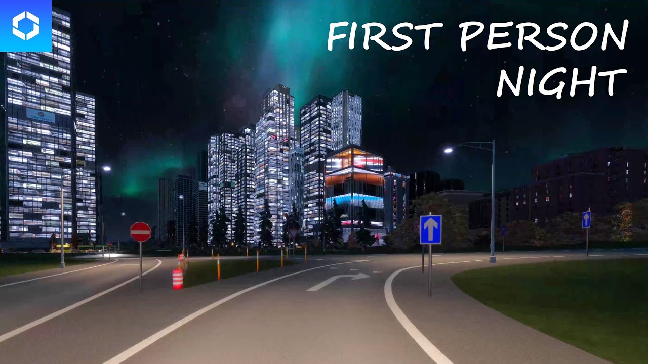 Cities Skylines 2 - FIRST Person Drive - Night driving