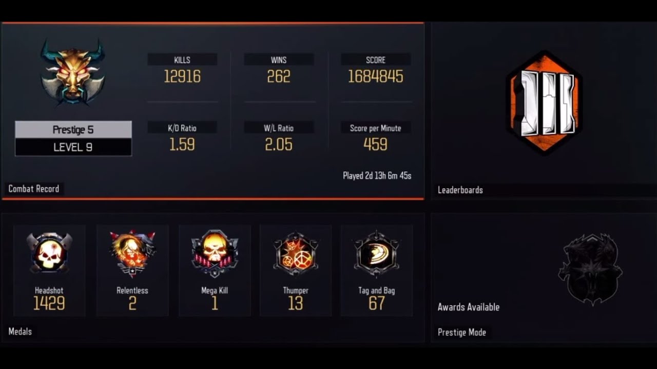 Prestige 5 Stats - Black Ops 3 Prestige 5 (My stats, calling cards and more)