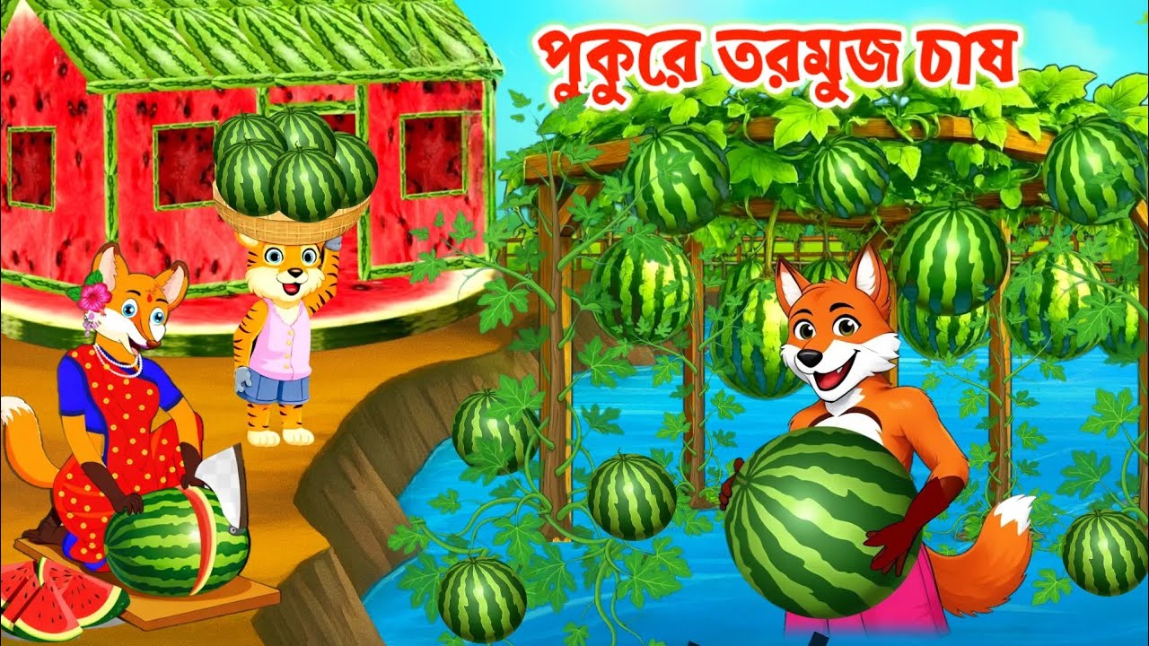লাও পুকুরে তরমুজ চাষ | jadur tormuj gas | Bangla cartoon | Rupkothar golpo | jadur cartoon |