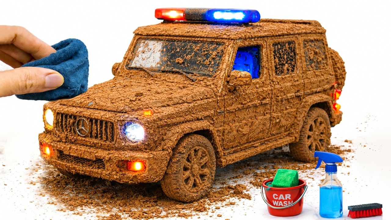 The surreal cleaning process of 1:20 Scale Mercedes Police G Wagon After Extreme Off-Road Adventure🔥