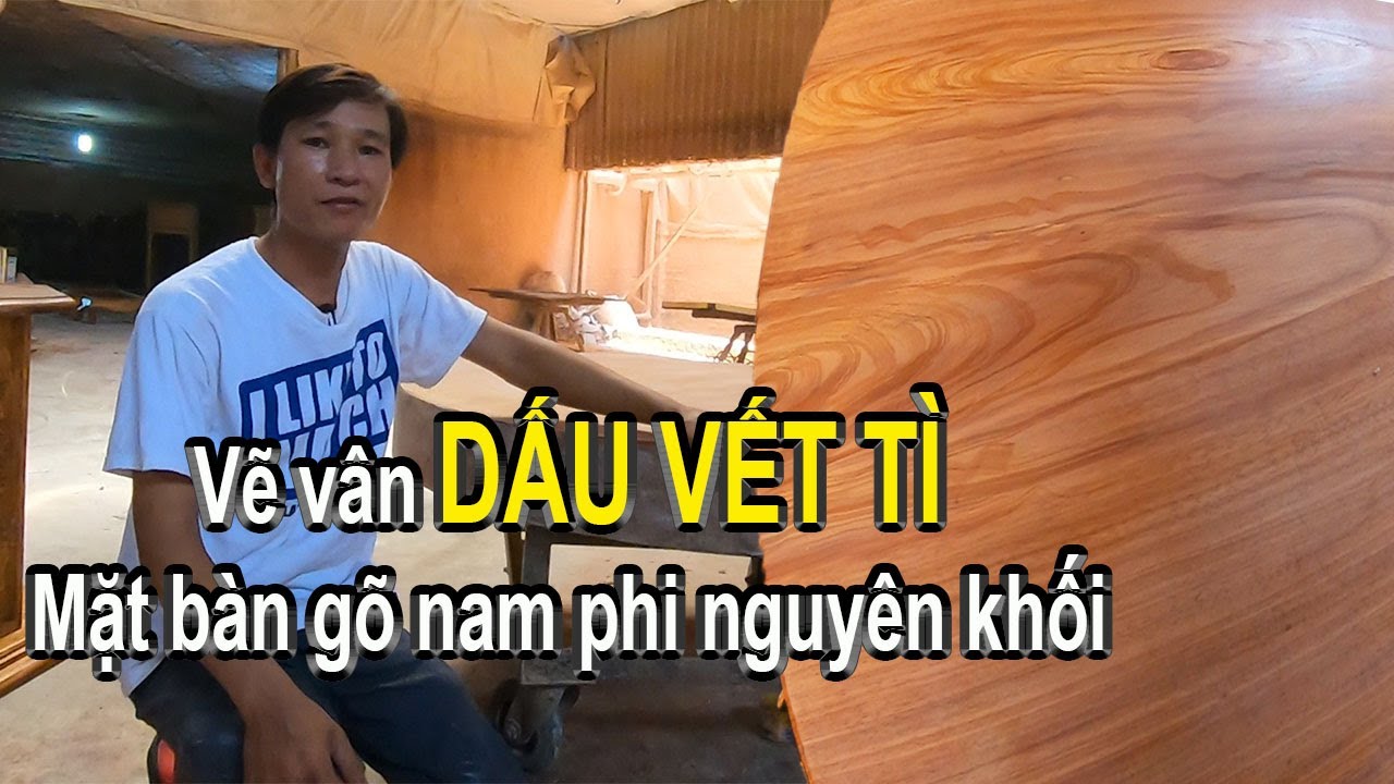 Nghề sơn PU:Cách vẽ vân gỗ dấu vết tì cho mặt bàn nguyên khối