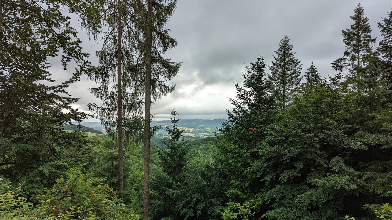 Ober-Laudenbach R3: Kreuzberg-Weg vom Wanderparkplatz Wolfsl&uuml;cke in 4K