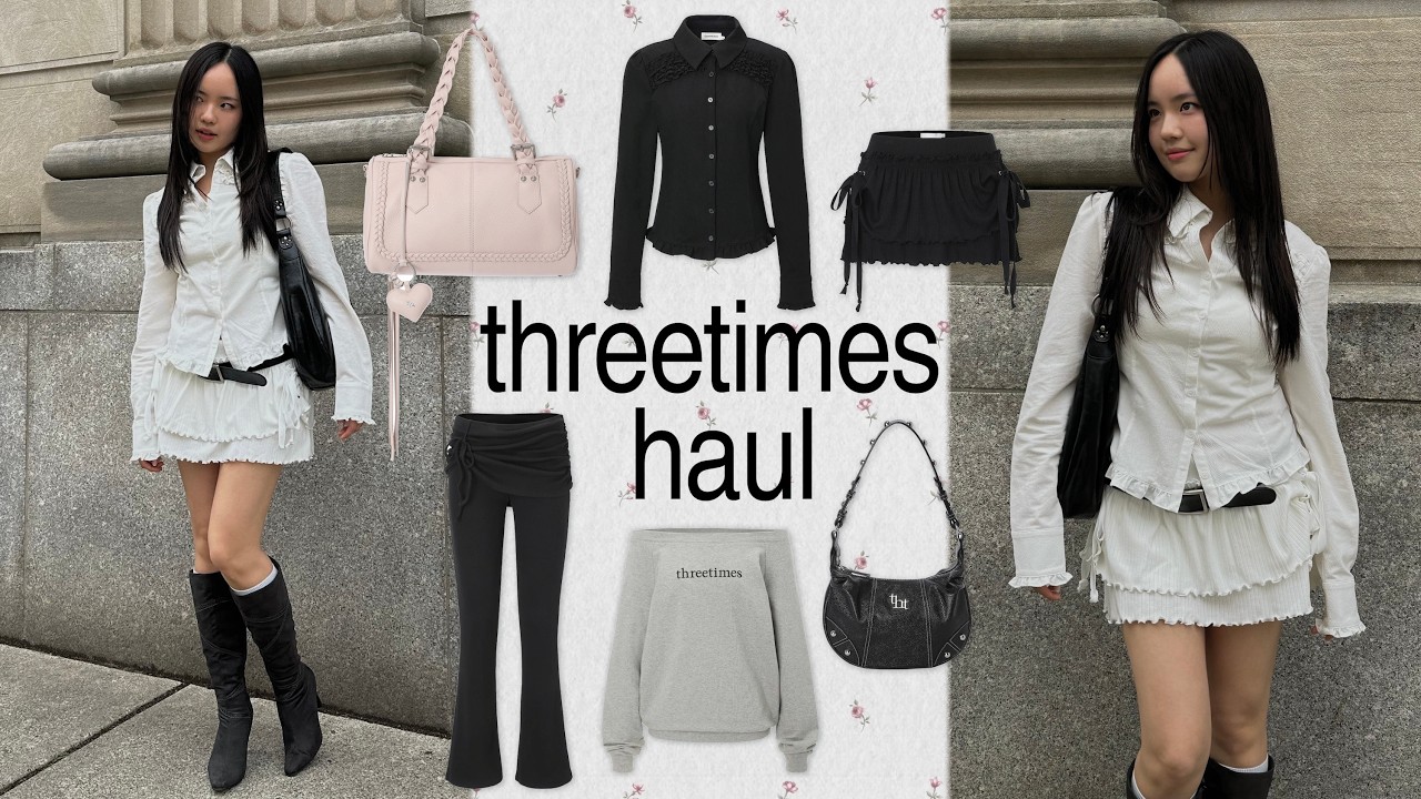 THREETIMES HAUL🖤 korean fashion brand try on haul + review🪽‧˖⁺