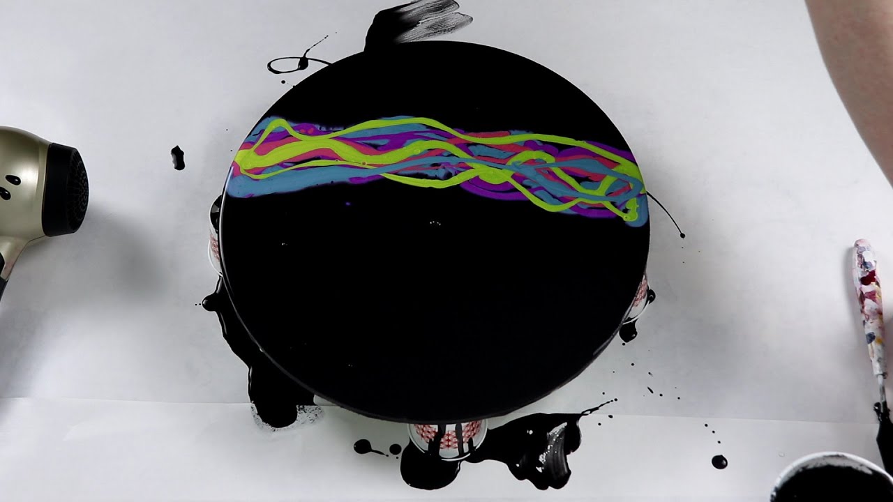 (387) Black Dutch Pour with Color Shift Paint!! Acrylic Painting Technique