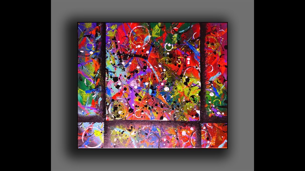 Learn To Paint Colorful Abstract Painting With Random Tools | Fun With Acrylics | Art Tutorial