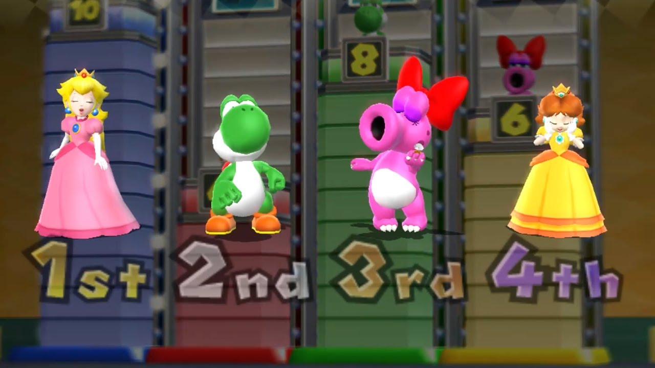 Mario Party 9 Minigames - Peach vs Yoshi vs Birdo vs Daisy (Master Cpu)