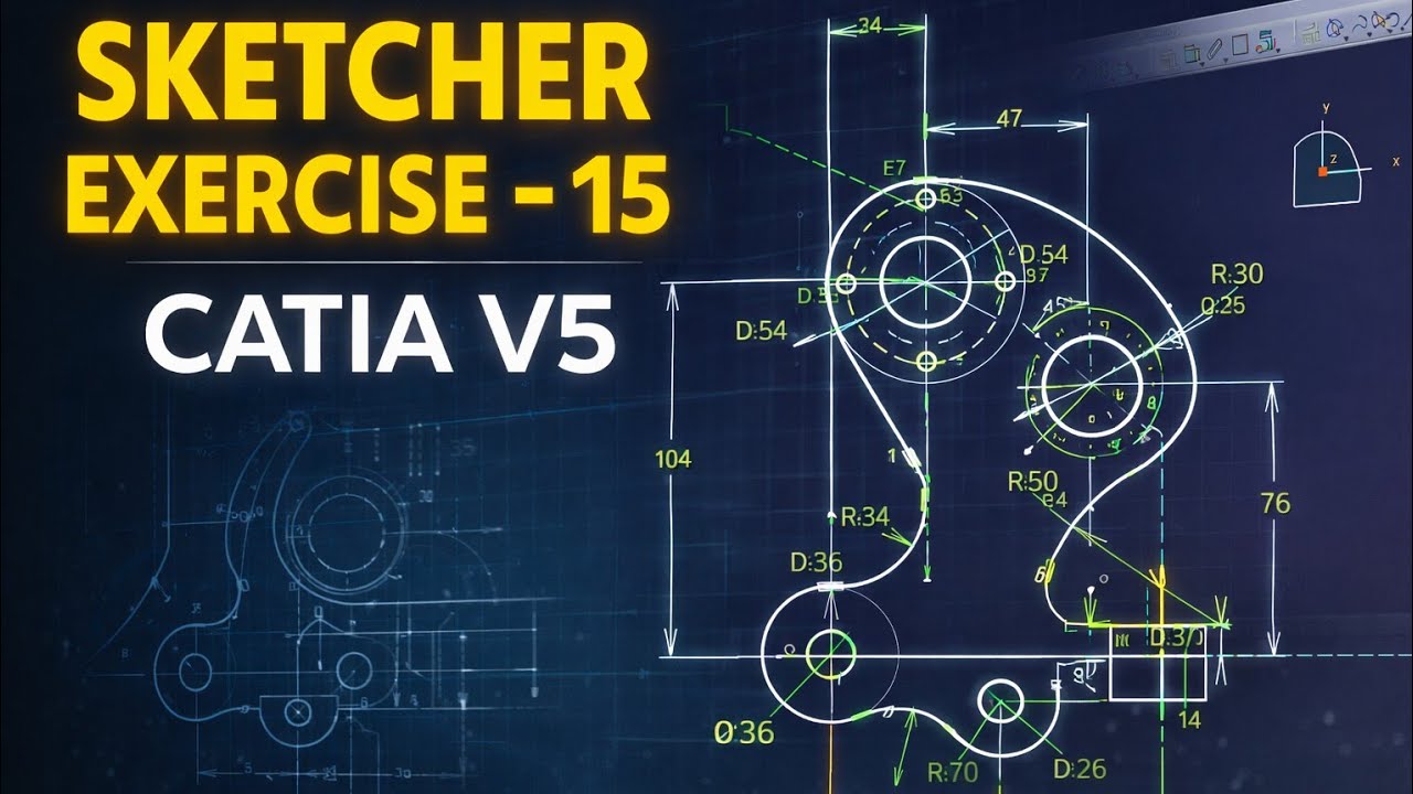 CATIA V5 Sketcher Exercise Part 15 | Advanced Practice Drawing (Step by Step)